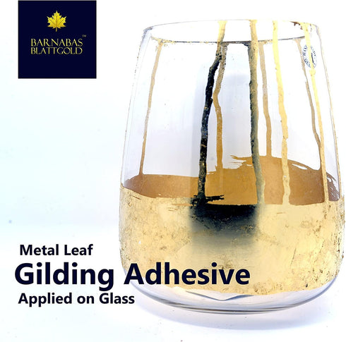 Barnabas Blattgold: Gold Leaf Gilding Adhesive 120ml with Bonus Brush and Cotton Gilding Gloves - Gilding Adhesive for Gold Foil Sheets, Gold Leaf...