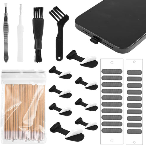 8pcs USB C Dust Covers, USB C Charging Port Covers USB C Anti Dust Plug Anti-Lost USB C Port Dust Cap with Speaker Mesh Covers Cleaner for iPhone ...