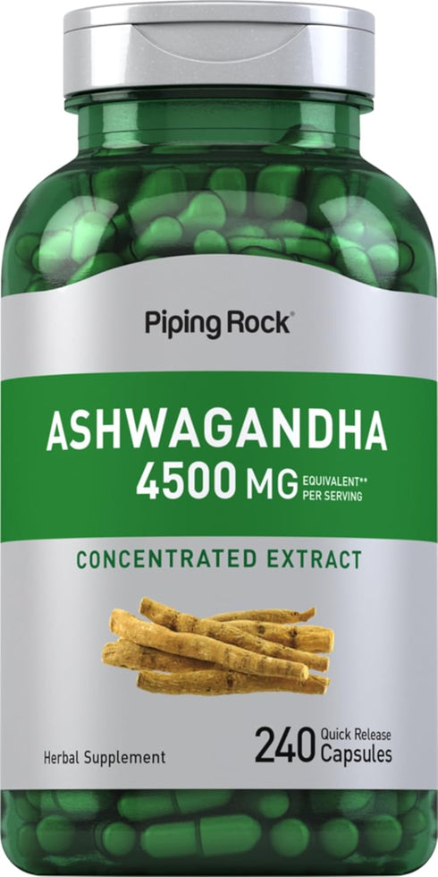 Piping Rock Ashwagandha Supplement 4500 mg | 240 Capsules | Herbal Extract | with Black Pepper | Non-GMO, Gluten Free...