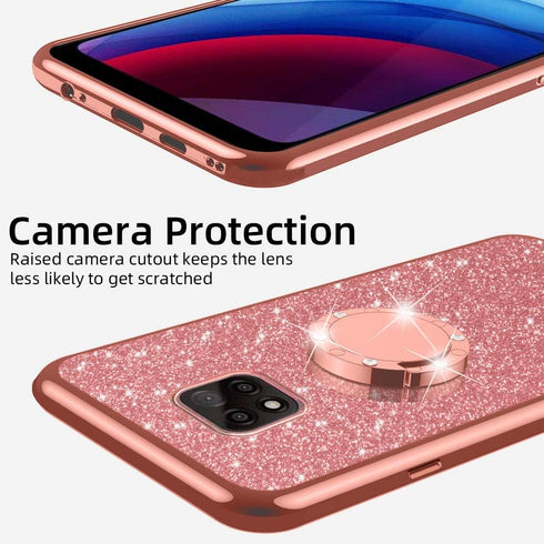 nancheng for Moto G Power 2021 Case, Glitter Luxury Sparkles Soft TPU Silicone Slim Cute for Women Girls with Kickstand, Bling Diamond Ring Stand ...