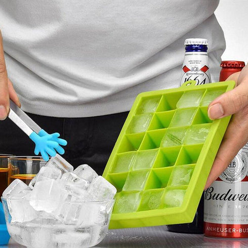 Ice Cube Tray, Silicone Square Ice Trays Easy Release Stackable Ice Cube Mold with Removable Lid, 24 Cavity (2 Pack, Green)...
