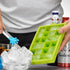 Ice Cube Tray, Silicone Square Ice Trays Easy Release Stackable Ice Cube Mold with Removable Lid, 24 Cavity (2 Pack, Green)...