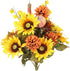 Admired By Nature 18 Stems Artificial Mums Sunflowers Zinna Silk Flowers Bush Plants Cemetery Flowers for Grave Home Office Wedding Thanksgiving F...