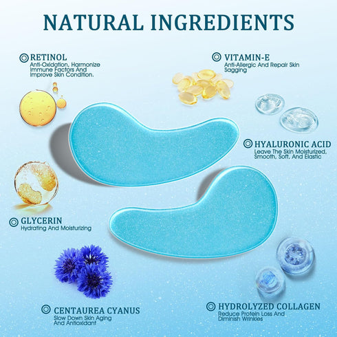 Under Eye Patches Masks - for Dark Circles, Wrinkles, Puffy Eyes, Fine Lines, Eye Bags Treatment with Hyaluronic Acid and Collagen, Hydrating and ...
