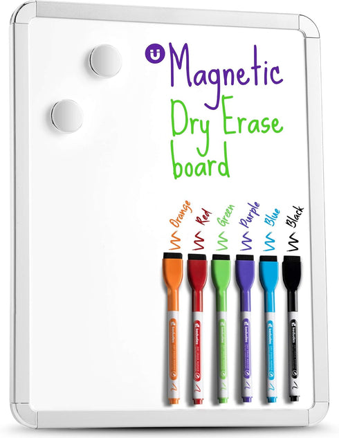 Magnetic Small White Board Dry Erase 11’’x14’’ - Mini Dry Erase Board Magnetic with 6 Markers, Personal Whiteboard Magnetic for Refrigerator Wall,...