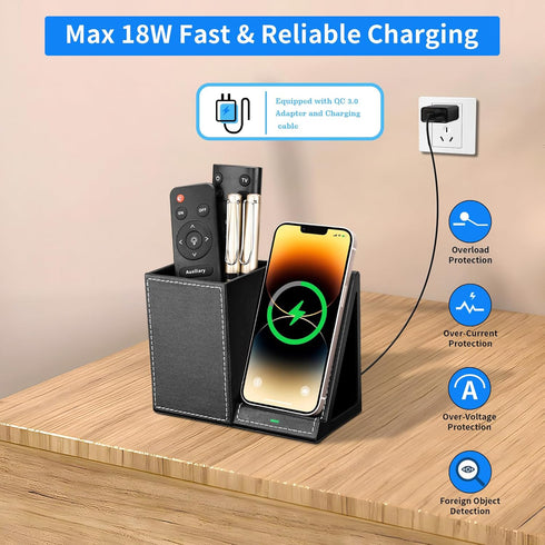 Wireless Charger with Desk Organizer, Fast Charging Station for iPhone 15 14 13 12 11 Pro Max/Samsung Galaxy S23/S22/S21/S20/Z Flip/Fold 5, Desk P...