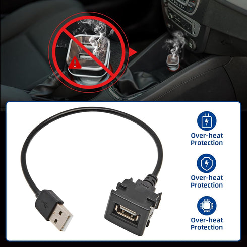 Anina USB Port Car Charger for Toyota, Male to Female USB Power Socket Adapter, Panel Flush Mount Extension Cable for Tundra Land cruiser Prado RA...