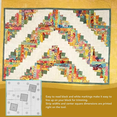 Log Cabin Trim Tool, Lightweight Grids Transparent Creative Easy to Read Quilting Ruler for Fabric Cutting (10 Inch)...