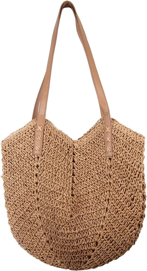Oweisong Women Straw Beach Bag Large Summer Purse Woven Straw Handbags Tote Shoulder Bag for Vacation Travel...