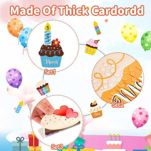 45 Pieces Happy Birthday Bulletin Board Set Birthday Bulletin Board Decorations Classroom Birthday Chart Birthday Calendar Balloon Candle Cupcake ...