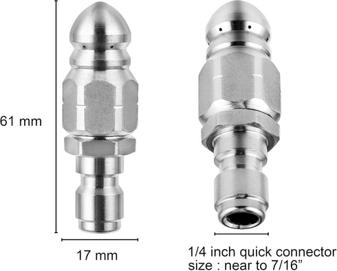 RIDGE WASHER Sewer Jetter Nozzle for Pressure Washer Drain Jetting Hose, 1/4'' Quick Connect, 5000 PSI...