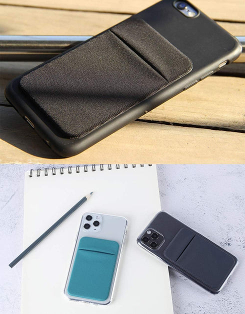 3Pack Cell Phone Card Holder for Back of Phone,Stretchy Stick on Wallet Pocket Credit Card ID Case Pouch Sleeve Self Adhesive Sticker for iPhone S...