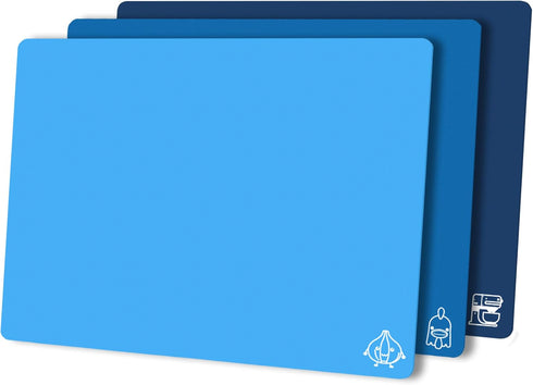 ZVP Flexible Plastic Cutting Board Set of 3 Gradient Color, Colorful Chopping Boards, BPA Free Mats, Non Slip, Dishwasher Safe, 15×12 Inch, Blue M...
