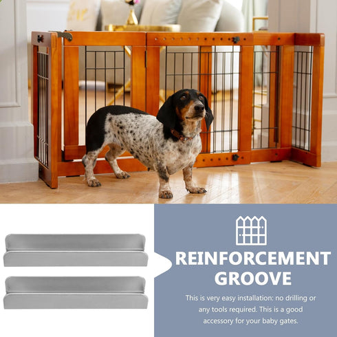 Healvian 2pcs Fence Reinforcement Grooves U Shaped Gates Groove Steel Pet Gate Door Reinforcement Tools Portable Reinforcement Groove Fittings for...