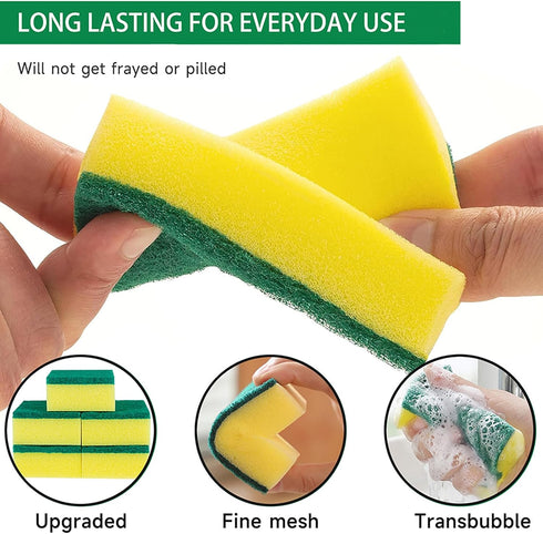 Scrub Sponges Kitchen 32 Count, Non-Scratch Scrub Dish Sponges, Heavy Duty Scrub Sponges for Cleaning, Effortlessly Clean your Stovetop, Sinks, St...