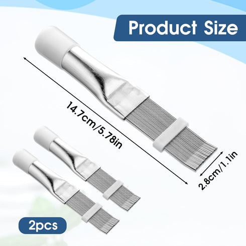 2 Pcs Air Conditioner Fin Comb, AC Fin Comb Straightener Cleaner Coil Brush, Adiator Fin Cleaning Refrigerator Tool, Evaporator Radiator Repair Cl...