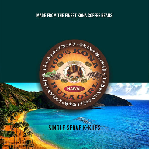 Hula Girl 100% Kona Coffee, Single Serve for Keurig K-Cup Brewers, Medium Roast, Works in the New K2...
