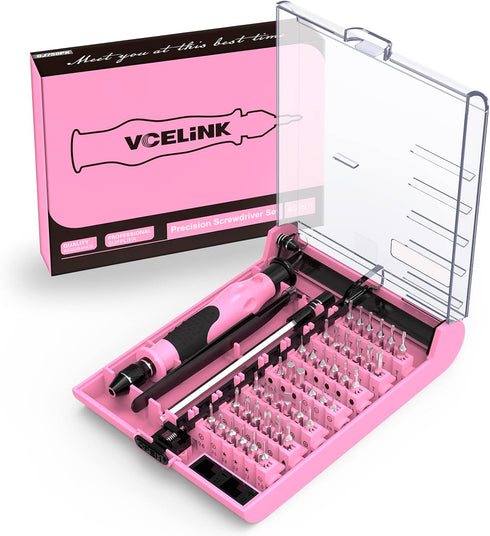 VCELINK Pink Screwdriver Set, Upgraded Small Precision Screwdriver Kit 45 in 1 with Case, Magnetic Repair Tool Set Gift for Women Compatible with ...