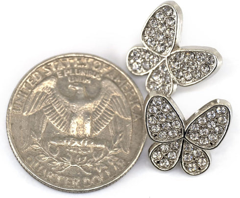 Rhinestone Wings Butterfly Metal Base Sewing Shank Buttons 20 Pcs - 15mm, 5/8"...