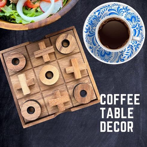 NUTTA - TicTacToe Tic Tac Toe Wooden Board XO OX Games Coffee Table Desk Toy Fun Game with Friends and Family Adult Games Travel Backyard Indoor O...
