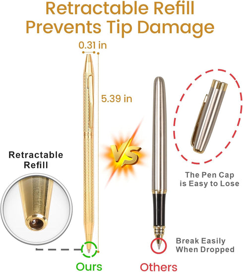 Cambond Ballpoint Pens Gold Pen - Nice Pens for Wedding Guest Book Fancy Pens for Gift Smooth Writing Pens with Black Ink 1.0mm Medium Point, 3 Pe...
