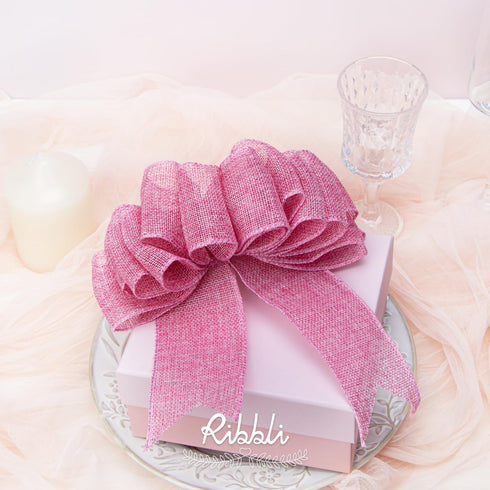 Ribbli Pink Burlap Wired Ribbon,2-1/2 Inch x 10 Yard, Easter Wired Edge Ribbon for Big Bow,Wreath,Tree Decoration,Outdoor Decoration...