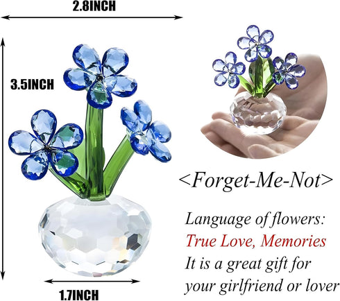 QFkris Forget-Me-Not Crystal Flower Figurines, Crystal Blue Flowers Figurine Table Collectible Ornament Home Decoration Souvenir Gifts...