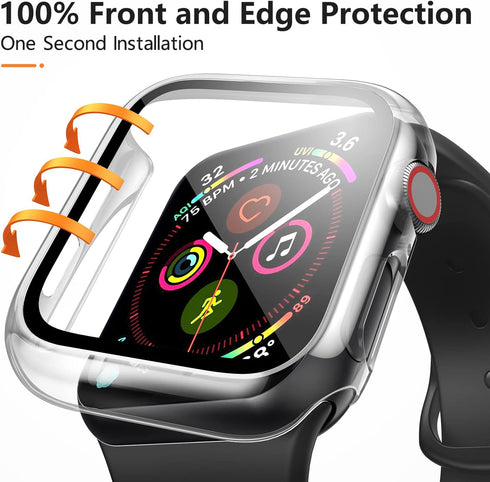 3 Pack Case for Apple Watch Series 3 38mm Hard PC Case with Tempered Glass Screen Protector Waterproof Anti-Scratch HD Ultra-Thin Full Protective ...