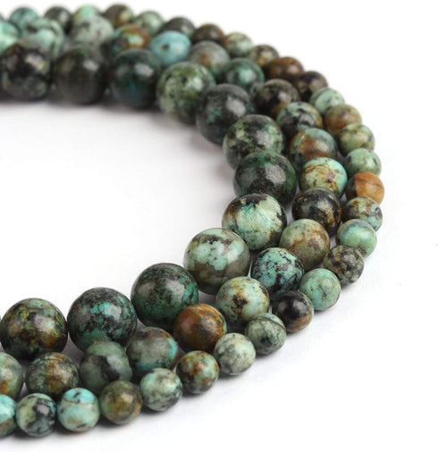 Natural Stone Beads 8mm African Turquoise Polished Round Smooth Gemstone Beads for Jewelry Making Adults 15 Inch(African Turquoise,8mm)...