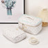 Cotton Makeup Bag, Quilted Cosmetic Bag with Handle Large Capacity Travel Toiletry Bag for Women Cute Aesthetic Floral Makeup Bag (White)...