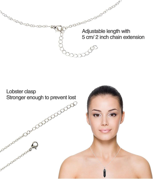 EBOOT womens 12 Pieces Hexagonal Chakra Crystal Bullet Shape Gemstone Pendant Necklaces Pointed Quartz Stone Chain Necklaces Artificial Stone with...