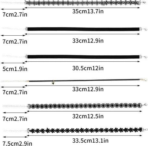 Yolev 6 Pieces Black Choker Necklace Set Velvet Choker Classic Choker Necklace Layered Black Chokers Necklaces Cute Jewelry Women Pack...