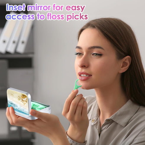 Dental Floss Portable Case, Easy to Store Floss Picks of Various Sizes, Portable Dental Floss Dispenser is Perfect for Travelling, Hotels, Dinners...
