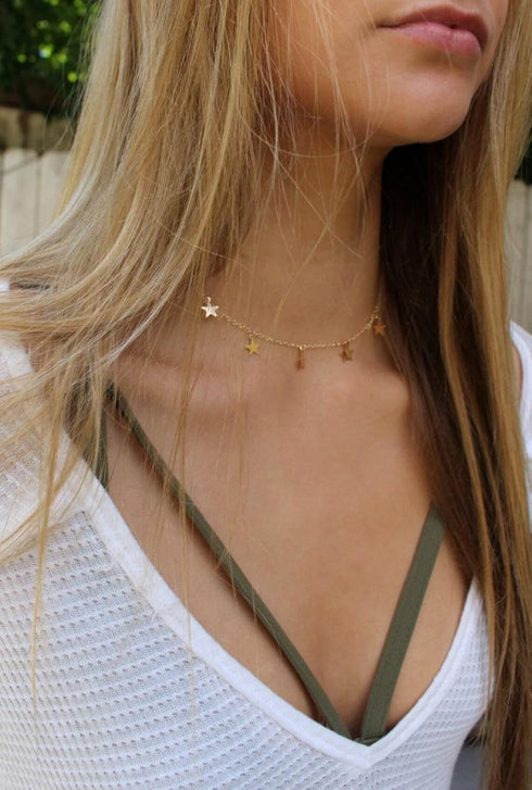 S.J JEWELRY Women Simple Delicate Full Moon 14K Gold Plated/Rose Gold/Silver Plated Layered Pendant Handmade Star Chokers Necklaces...