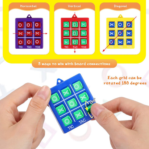 4 Pcs Travel Tic Tac Toe 2 x 2 x 0.4 Inch Mini Board Game Toys Portable Tic Tac Game Toy Retro Mini Games for Kids Red Blue Purple Yellow Pocket B...