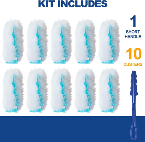 360 Duster Refills for Swiffer, Duster Refills Kit with 10 Duster Refills & 1 Handle for Cleaning Home & Car, Heavy Duty Multi Surface Duster Refi...