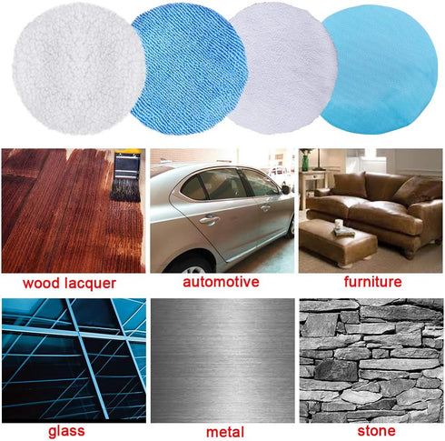 SIQUK 28 Packs Polishing Bonnet Pads (5 to 6 Inches) Including 12 Packs Microfiber Car Polishing Bonnet 12 Packs Non-Woven Buffing pad 2 Packs Wax...