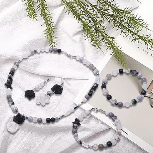1018pcs Beads for Jewelry Making 8mm Glass Beads Black White Color Round Loose Spacer Beads for DIY Craft Bracelet Necklace Earring...