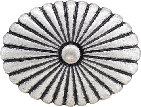 Bezelry 12 Pieces Oval Cactus Flower Metal Shank Buttons. 24mm X 19mm (Antique Silver)...