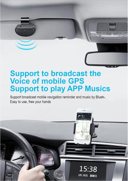Hands Bluetooth for Cell Phone Car Kit - Bluetooth 5.0 Car Speaker with CVC8.0 Double Noise Reduction Technology, Support Siri Voice Guidance Rece...
