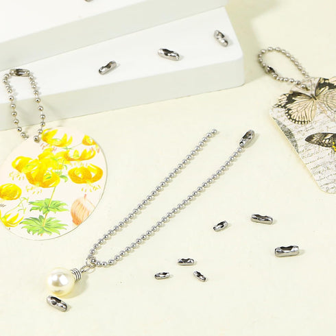 100Pcs Ball Chain Connector Stainless Steel Silver Beaded Chain Fits for1.6/2/2.4/3.2/4mm Beaded Ball Chain Clips...
