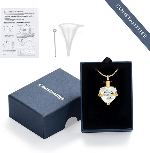 constantlife Cremation Jewelry for Ashes, My Best Friend Heart Shape Memorial Urn Necklace Stainless Steel Crystal Pendant Ashes Holder Keepsake...