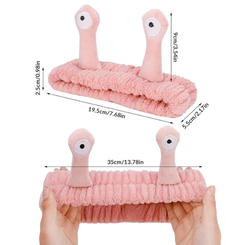 2 Pack Snail Head Bands, Headband for Washing Face, Snail Spa Hair Bands Skincare Makeup Headbands Women Cartoon Cute Coral Fleece Elastic Headban...