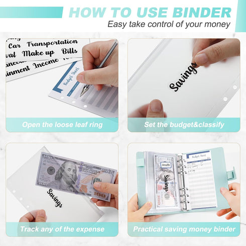 Onlyesh Budget Binder, Budget Binder with Zipper Envelopes, Cash Envelopes for Budgeting, Money Organizer for Cash, 28Pcs Budget Binder with Cash ...