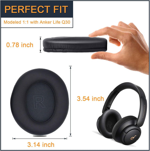 Earpads for Anker Soundcore Life Q30 q30bt Q35 Replacement Ear Cushion Pads with Protein Leather and Memory Foam for Replacement Ear Cushion Pads ...