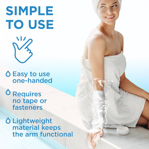 100% Waterproof Cast Covers for Shower Arm - Tight Seal - 3pk Adult Reusable Cast Protectors - Half Arm Bag Sleeves...