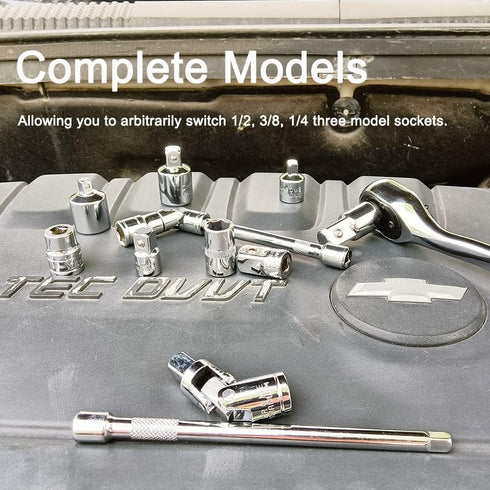 6 Piece Socket Adapter and Reducer Set, 1/4", 3/8", 1/2" Chrome Vanadium Steel Ratchet/Socket Extension/Conversion Kit for Automotive Maintenance...