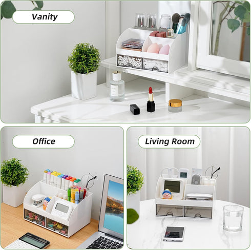 VITVITI Toothbrush Holders for Bathrooms Countertop, 8 Slots Toothpaste Bathroom Counter Sink Organizer with Drawers, Plastic Bathroom Organizer f...