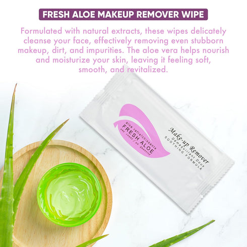 Fresh Aloe Makeup Remover Wipe for Hotel, AirBnB, VRBO, Vacation Rental (Case of 50)...