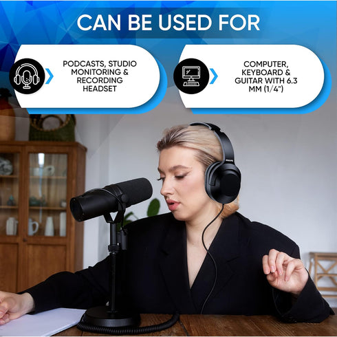 PHILIPS Over Ear Wired Stereo Headphones for Podcasts, Studio Monitoring and Recording Headset for Computer, Keyboard and Guitar with 6.3 mm (1/4"...